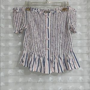 Off shoulder crop top with ruffle detailing